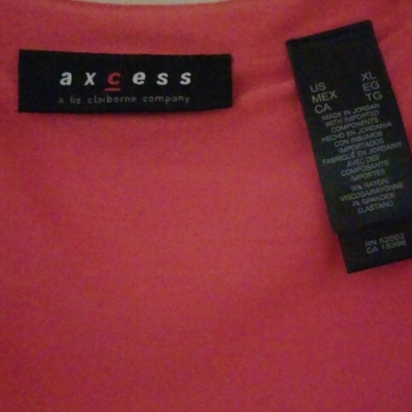 AXCESS NWOT CORAL RUFFLE ACCENT TOP SIZE XL - Picture 2 of 7
